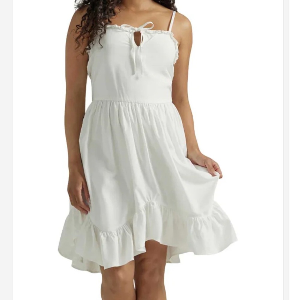 Wrangler White Retro Ruffle Mini Dress